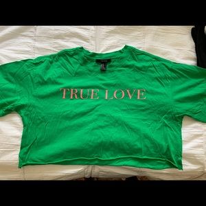 Cropped Pink and Green True Love shirt